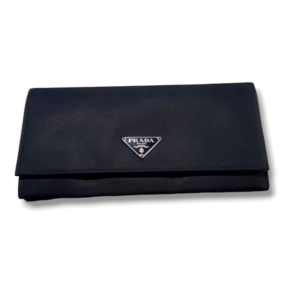 Prada Tessuto Authentic Black Nylon and Leather Long Wallet - Picture 1 of 16